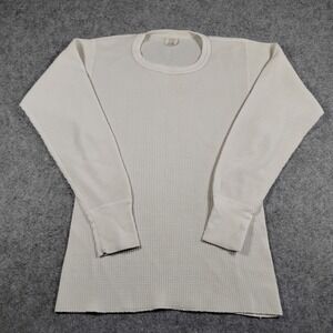 Vintage JE Morgan Thermal Shirt Mens Large Off White Waffle Knit Long John USA